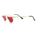 Funky Cropped Half Circle Flat Top Half Metal Rim Hippie Sunglasses