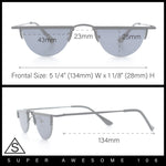Funky Cropped Half Circle Flat Top Half Metal Rim Hippie Sunglasses