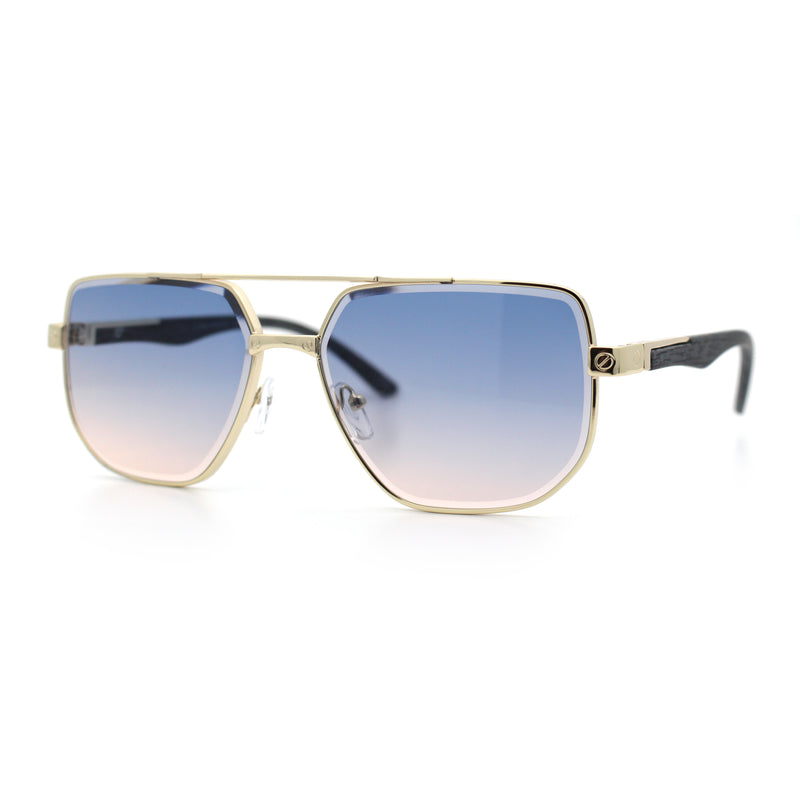 Mens Luxury Mobster Beveled Edge Lens Metal Rim Fashion Sunglasses