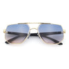 Mens Luxury Mobster Beveled Edge Lens Metal Rim Fashion Sunglasses