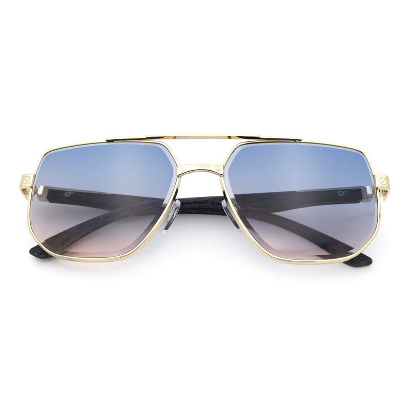 Mens Luxury Mobster Beveled Edge Lens Metal Rim Fashion Sunglasses