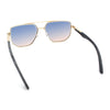 Mens Luxury Mobster Beveled Edge Lens Metal Rim Fashion Sunglasses