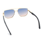 Mens Luxury Mobster Beveled Edge Lens Metal Rim Fashion Sunglasses