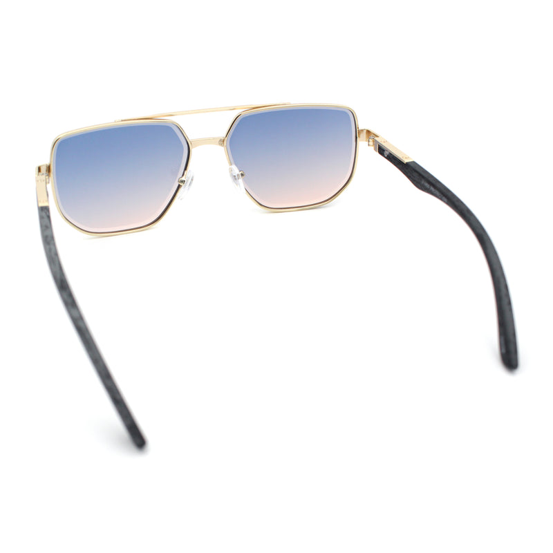 Mens Luxury Mobster Beveled Edge Lens Metal Rim Fashion Sunglasses