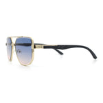 Mens Luxury Mobster Beveled Edge Lens Metal Rim Fashion Sunglasses