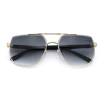 Mens Luxury Mobster Beveled Edge Lens Metal Rim Fashion Sunglasses