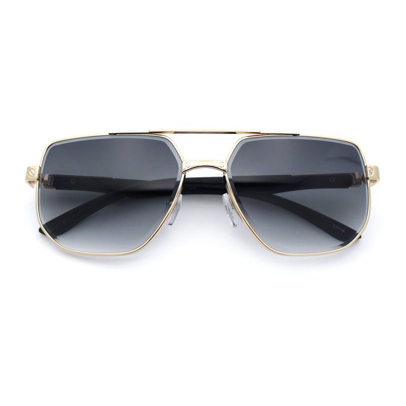 Mens Luxury Mobster Beveled Edge Lens Metal Rim Fashion Sunglasses