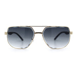 Mens Luxury Mobster Beveled Edge Lens Metal Rim Fashion Sunglasses