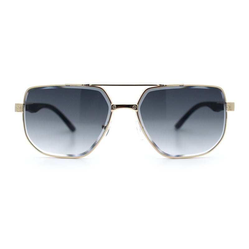 Mens Luxury Mobster Beveled Edge Lens Metal Rim Fashion Sunglasses