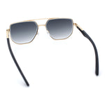 Mens Luxury Mobster Beveled Edge Lens Metal Rim Fashion Sunglasses