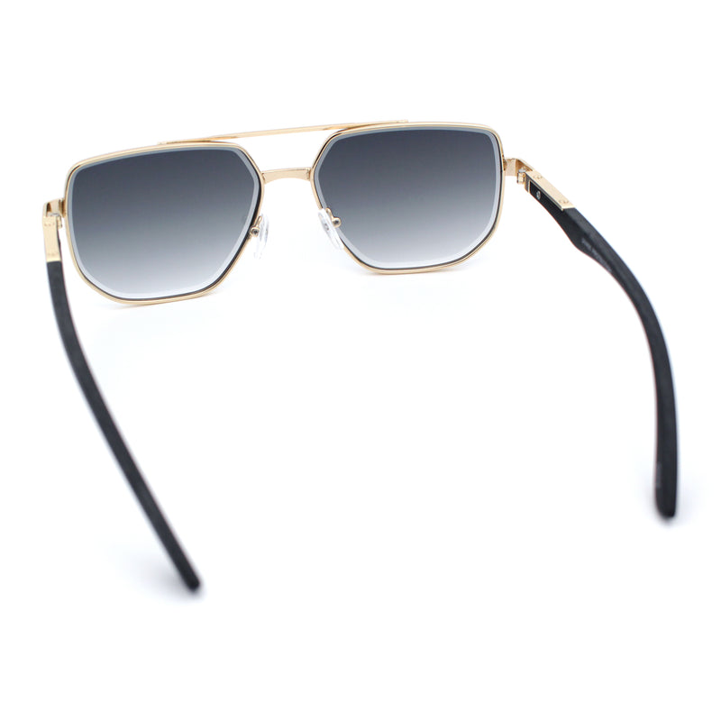 Mens Luxury Mobster Beveled Edge Lens Metal Rim Fashion Sunglasses