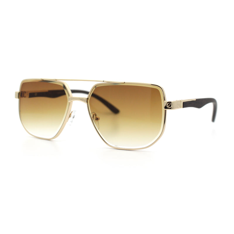 Mens Luxury Mobster Beveled Edge Lens Metal Rim Fashion Sunglasses