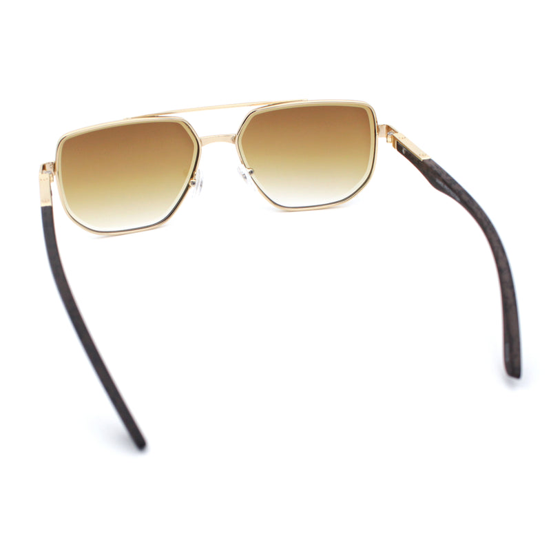 Mens Luxury Mobster Beveled Edge Lens Metal Rim Fashion Sunglasses