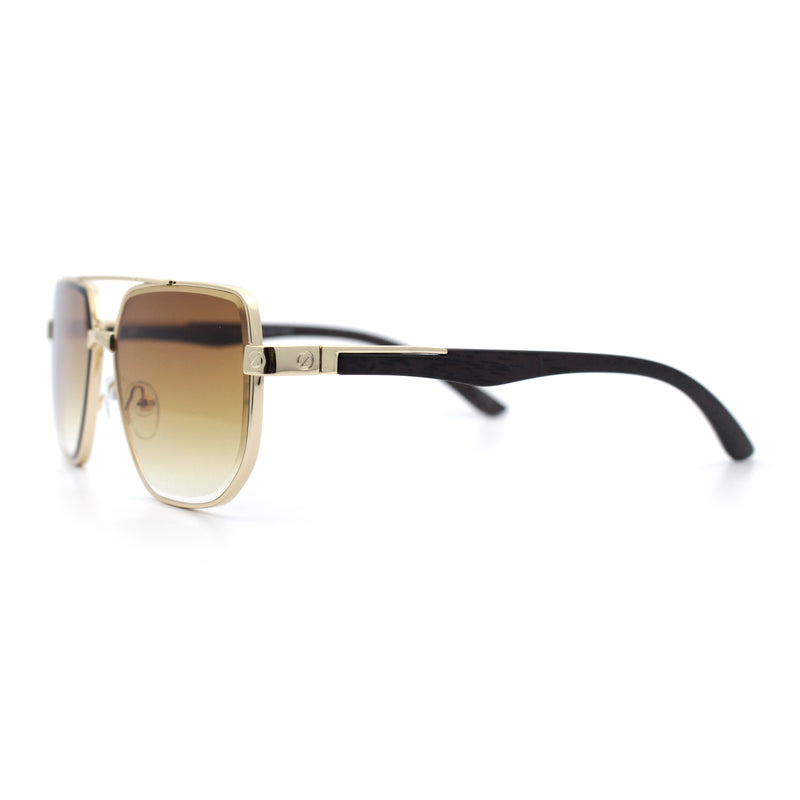 Mens Luxury Mobster Beveled Edge Lens Metal Rim Fashion Sunglasses