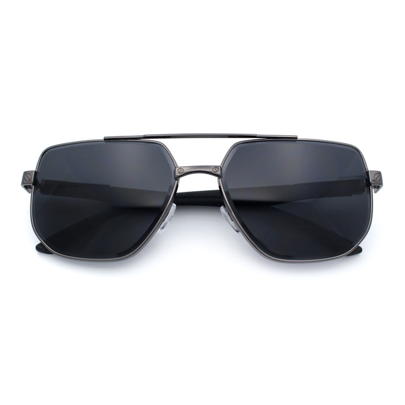 Mens Luxury Mobster Beveled Edge Lens Metal Rim Fashion Sunglasses