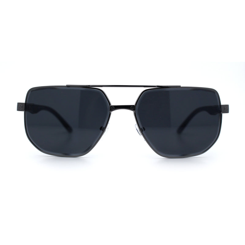 Mens Luxury Mobster Beveled Edge Lens Metal Rim Fashion Sunglasses