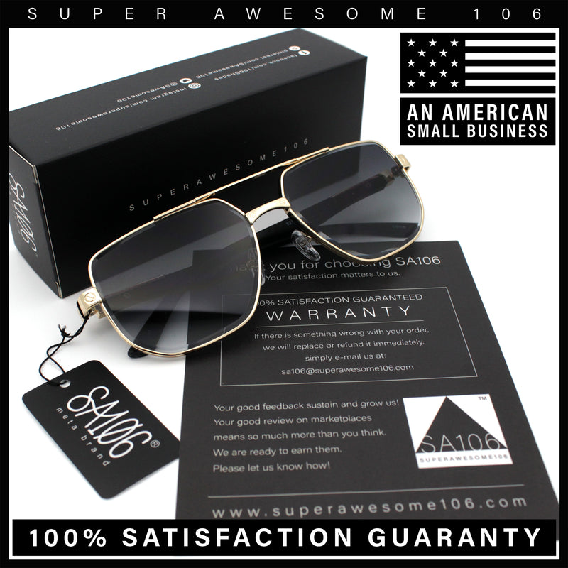 Mens Luxury Mobster Beveled Edge Lens Metal Rim Fashion Sunglasses