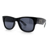 Locs Mens All Black Bold Gothic Logo Horn Rim Plastic Sunglasses