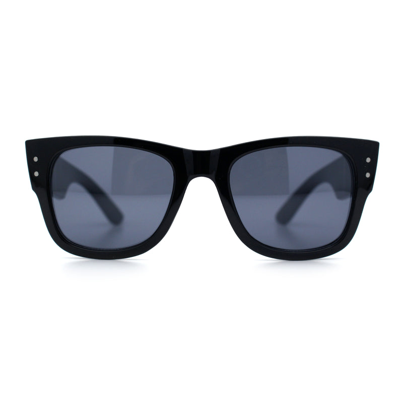 Locs Mens All Black Bold Gothic Logo Horn Rim Plastic Sunglasses