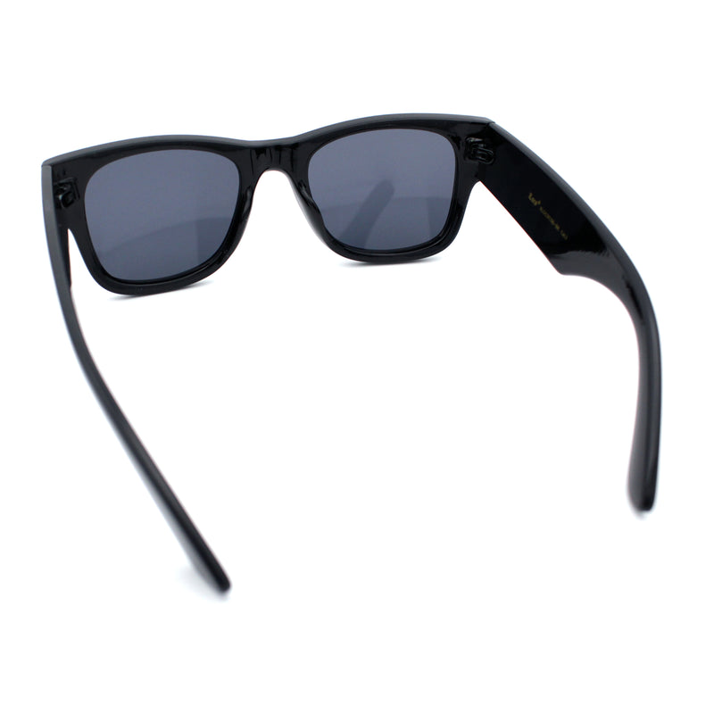 Locs Mens All Black Bold Gothic Logo Horn Rim Plastic Sunglasses