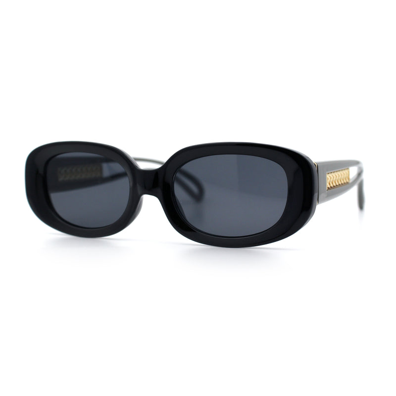 Womens Metal Chain Jewel Arm Oval Rectangle Mod Plastic Sunglasses