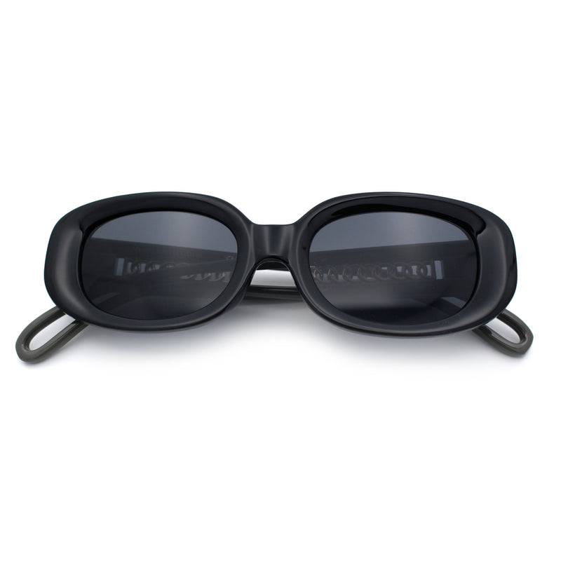 Womens Metal Chain Jewel Arm Oval Rectangle Mod Plastic Sunglasses