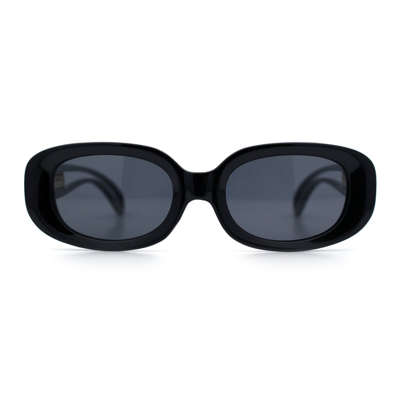 Womens Metal Chain Jewel Arm Oval Rectangle Mod Plastic Sunglasses