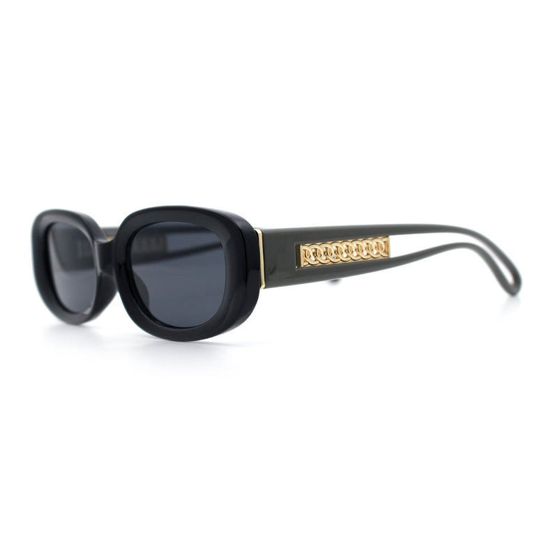 Womens Metal Chain Jewel Arm Oval Rectangle Mod Plastic Sunglasses