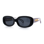 Womens Metal Chain Jewel Arm Oval Rectangle Mod Plastic Sunglasses