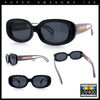 Womens Metal Chain Jewel Arm Oval Rectangle Mod Plastic Sunglasses