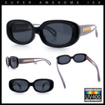 Womens Metal Chain Jewel Arm Oval Rectangle Mod Plastic Sunglasses