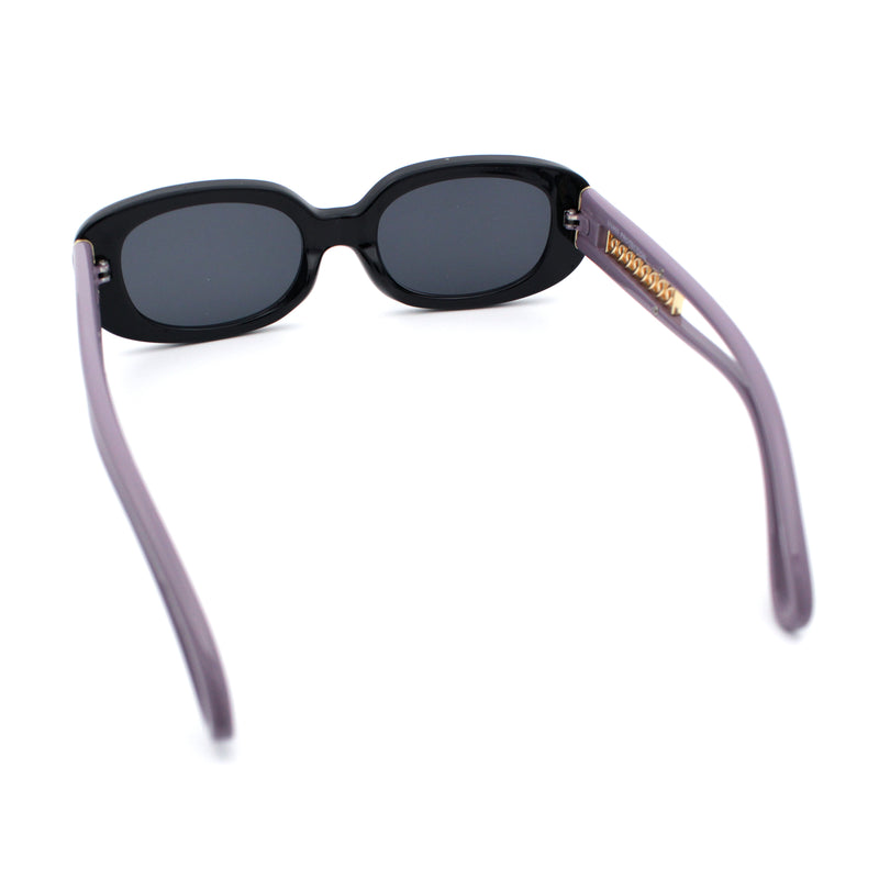 Womens Metal Chain Jewel Arm Oval Rectangle Mod Plastic Sunglasses