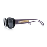 Womens Metal Chain Jewel Arm Oval Rectangle Mod Plastic Sunglasses