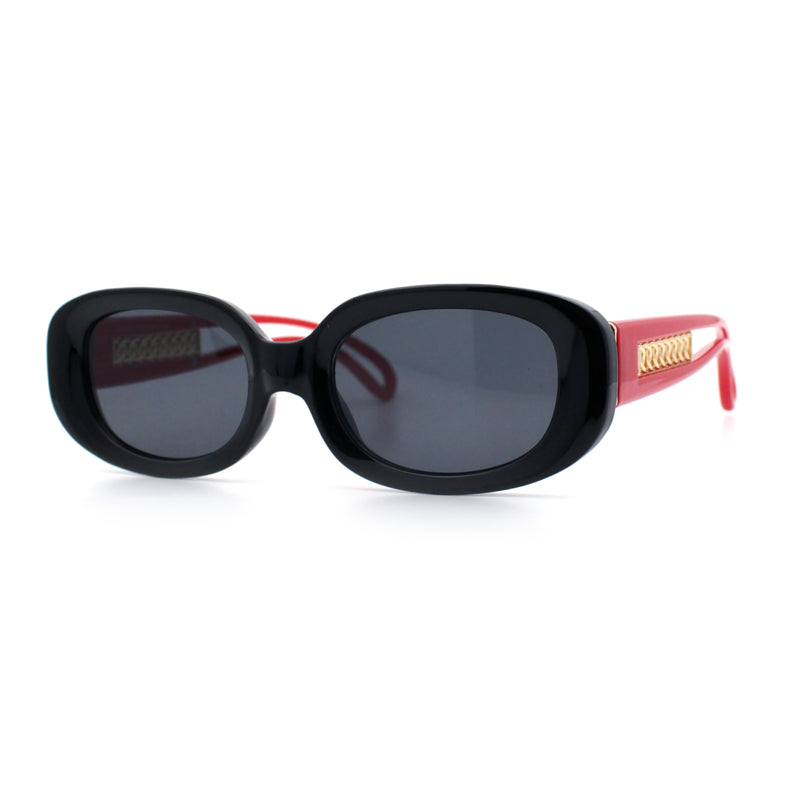 Womens Metal Chain Jewel Arm Oval Rectangle Mod Plastic Sunglasses