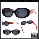 Womens Metal Chain Jewel Arm Oval Rectangle Mod Plastic Sunglasses