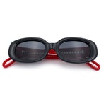 Womens Metal Chain Jewel Arm Oval Rectangle Mod Plastic Sunglasses