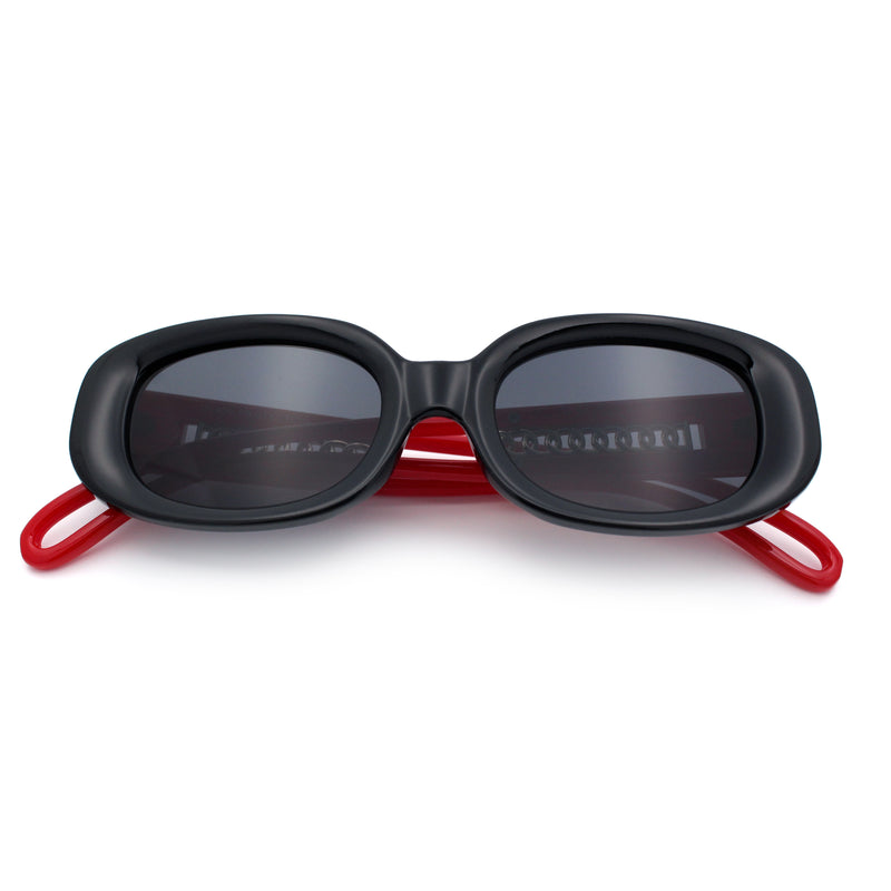 Womens Metal Chain Jewel Arm Oval Rectangle Mod Plastic Sunglasses