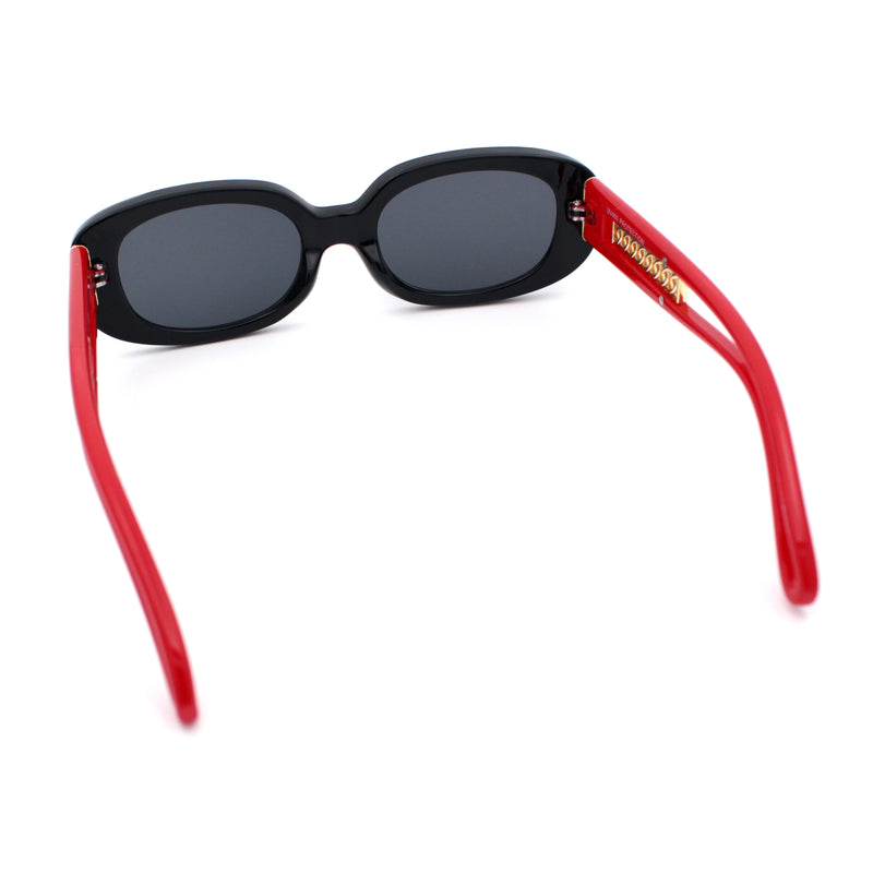 Womens Metal Chain Jewel Arm Oval Rectangle Mod Plastic Sunglasses