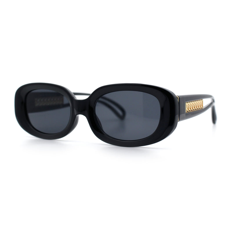 Womens Metal Chain Jewel Arm Oval Rectangle Mod Plastic Sunglasses