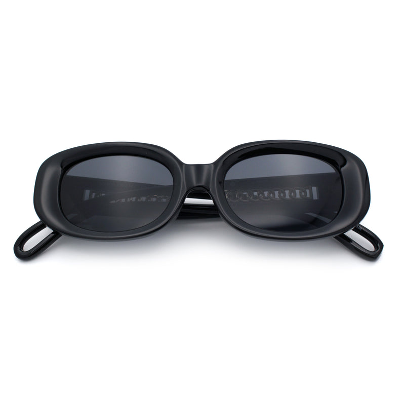 Womens Metal Chain Jewel Arm Oval Rectangle Mod Plastic Sunglasses