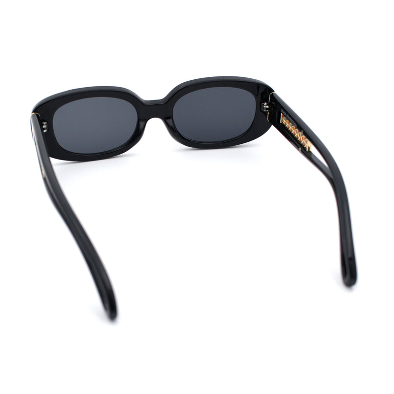 Womens Metal Chain Jewel Arm Oval Rectangle Mod Plastic Sunglasses
