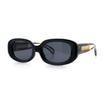 Womens Metal Chain Jewel Arm Oval Rectangle Mod Plastic Sunglasses