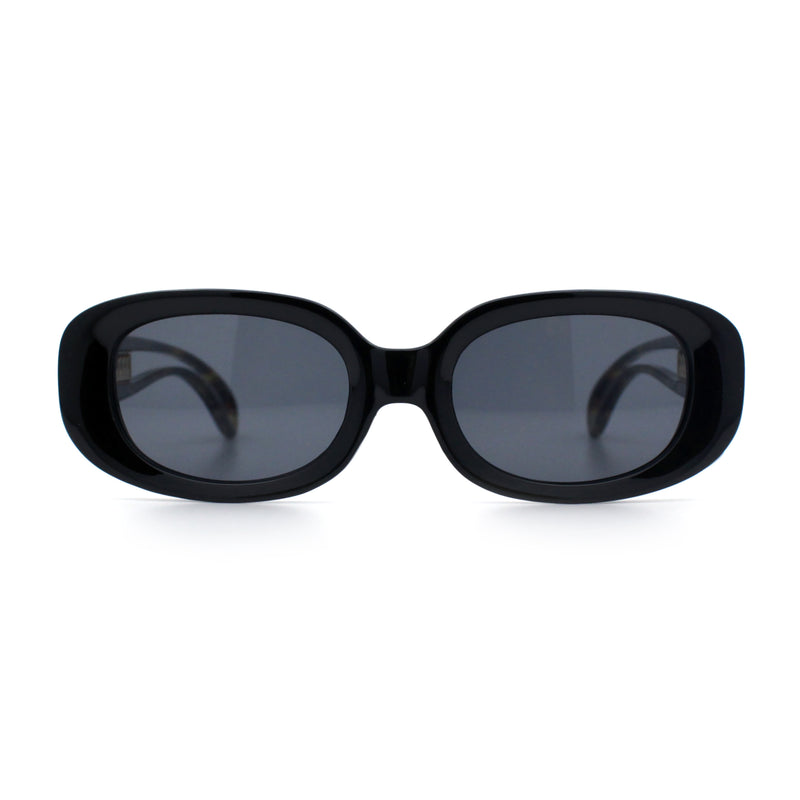 Womens Metal Chain Jewel Arm Oval Rectangle Mod Plastic Sunglasses