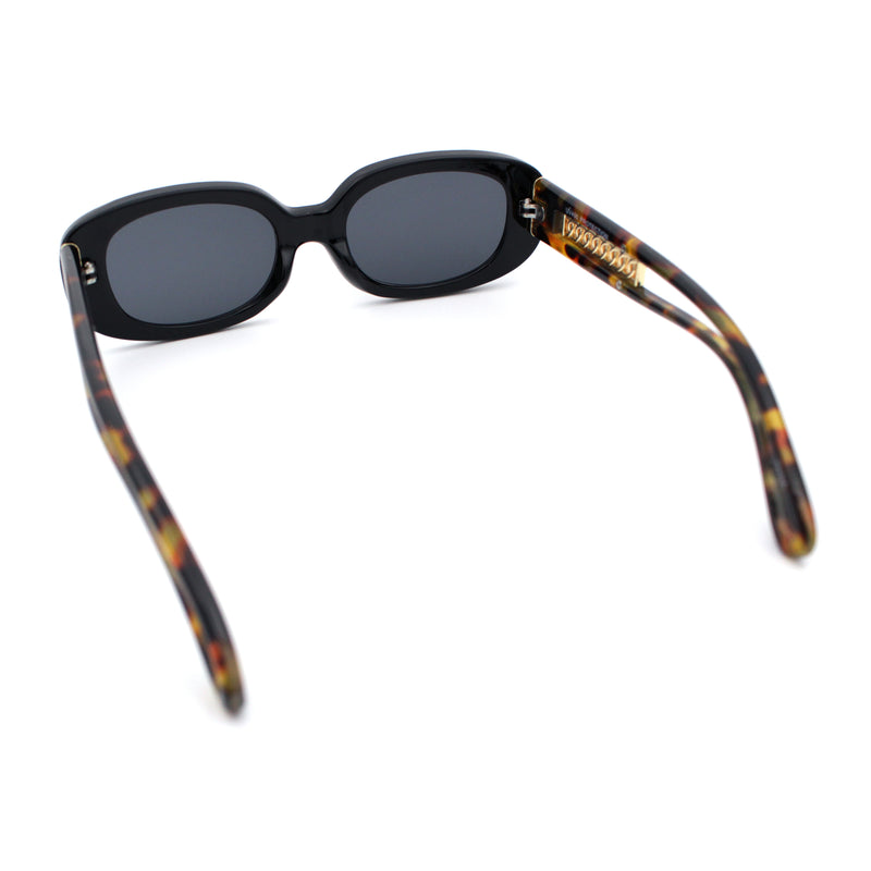 Womens Metal Chain Jewel Arm Oval Rectangle Mod Plastic Sunglasses