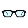 Retro Mod Narrow Rectangle Horn Rim Beveled Thick Plastic Sunglasses