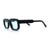 Retro Mod Narrow Rectangle Horn Rim Beveled Thick Plastic Sunglasses