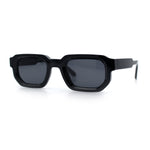 Retro Mod Narrow Rectangle Horn Rim Beveled Thick Plastic Sunglasses