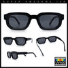 Retro Mod Narrow Rectangle Horn Rim Beveled Thick Plastic Sunglasses
