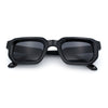Retro Mod Narrow Rectangle Horn Rim Beveled Thick Plastic Sunglasses