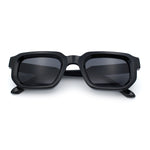 Retro Mod Narrow Rectangle Horn Rim Beveled Thick Plastic Sunglasses